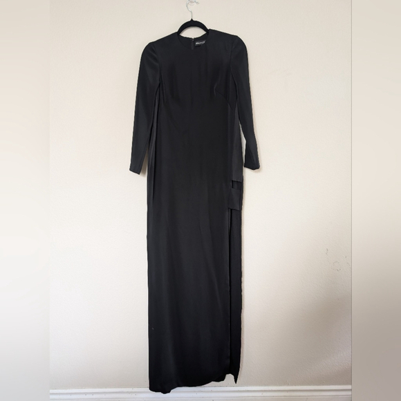 Jill Jill Stuart Long Sleeve High Slit Black Formal Evening Gown Size 0 - Picture 3 of 7